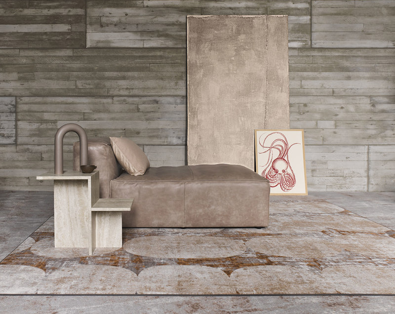 DESSO & Ex Nature tapijt met daarbovenop een vloerkleed op maat